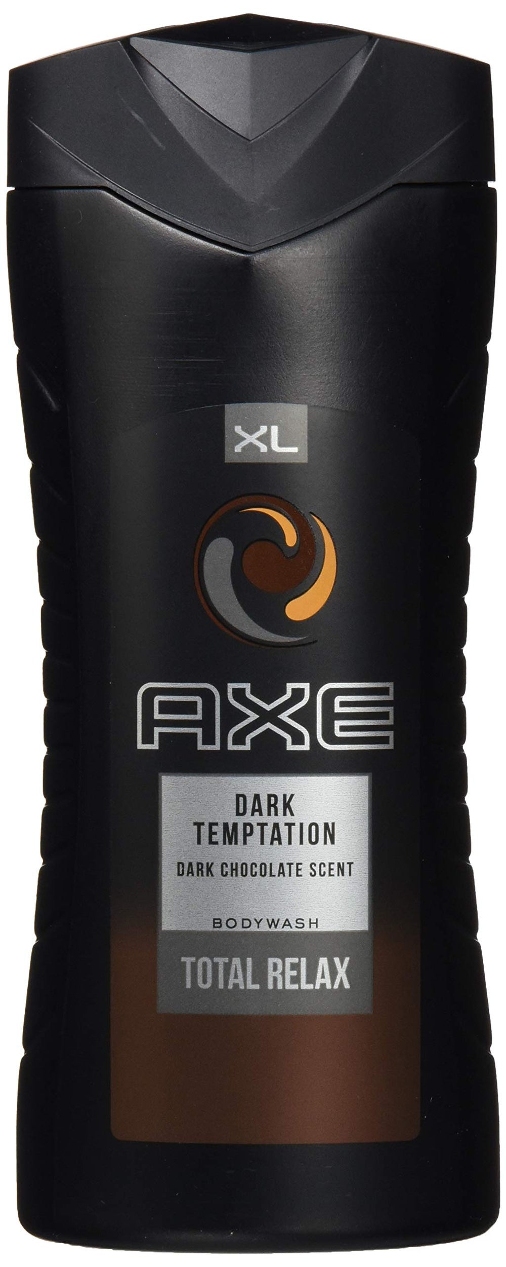 AXE Dark Temptation bottle front promotes all-day freshness and a bold masculine scent.