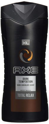 AXE Dark Temptation bottle front promotes all-day freshness and a bold masculine scent.