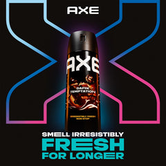 AXE Dark Temptation bottle nozzle close-up for easy spray application.