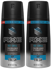 AXE Ice Chill deodorant spray can front view highlighting lemon-mint scent for daily freshness