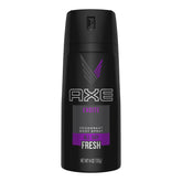 AXE Excite bottle cap closeup showing compact 4 oz size for on-the-go freshness.