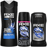 AXE Phoenix 2-in-1 bottle—cleans hair and softens for quick refresh.