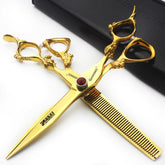 AXEMOORE 7-inch hair scissors with dragon pattern for professional cutting