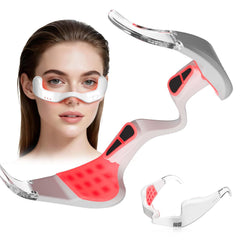 Axioms under-eye red light device with 3D contour for even coverage.
