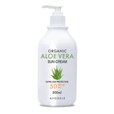 Ayodele aloe vera SPF50+ bottle shows easy, even daily protection.