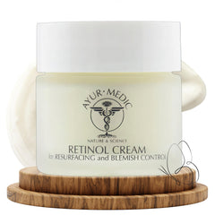 Ayur Medic Retinol Cream jar highlights premium packaging for smoother-looking skin.