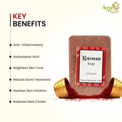 AyuRoots Kumkumadi Tailam soap for face-use offers a soothing daily cleanse.
