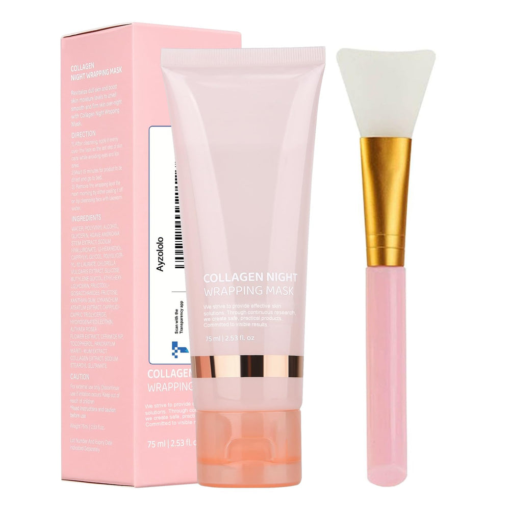 Ayzololo Collagen Night Wrapping Mask application on skin for deep overnight hydration.