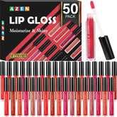 AZEN 50-pack lip gloss bulk set with rich colors for smooth, hydrated lips