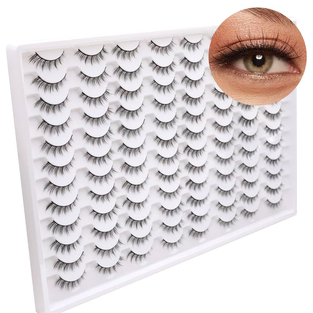 Azenlo faux mink lashes 14mm wispy cat eye for a dramatic, lightweight look.