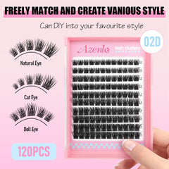 Azenlo cluster lashes 10–16mm mixed lengths for versatile styling