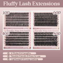 Azenlo Wispy Lash Clusters density range from 30D to 80D for versatile volume.