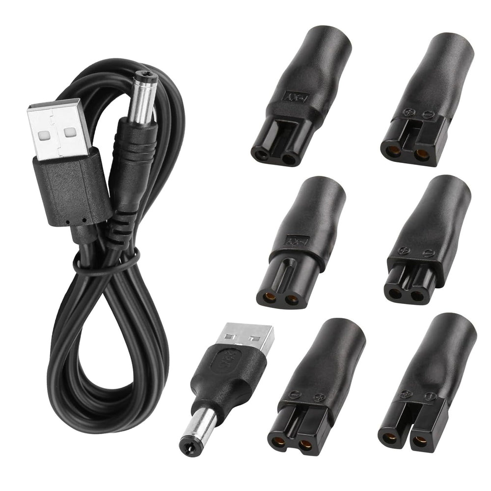 AZJCKEW 8-in-1 USB charger kit front view for versatile grooming tool charging.