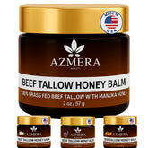 Azmera Beauty beef tallow balm jar provides deep hydration for dry skin.