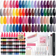 AZUREBEAUTY 170Pcs dip kit inside box showing colors and tools for home use