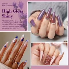 AzureBeauty 20 colors palette with versatile shades for long-lasting nail art.