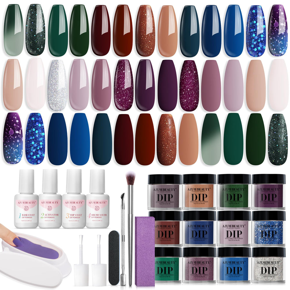 AzureBeauty 31Pcs Dip Nails Kit overview for at-home salon-quality manicures.