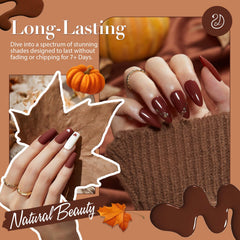 Close-up of AZUREBEAUTY brown nail polish being applied for a smooth finish.