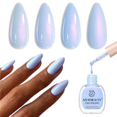 AzureBeauty Celestial Blue nail polish bottle close-up for quick-dry at-home manicures.