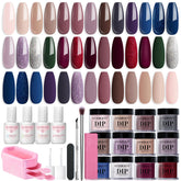 AZUREBEAUTY Dip Powder Kit 20 Colors swatches showcase versatile nail color options.