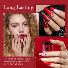 AzureBeauty four red shades: glitter red, bright red, burgundy, cherry berry for versatile looks.