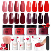 AzureBeauty dip powder kit with four red shades for salon-quality nails at home.