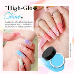 AzureBeauty dip powder liquid set with base, activator, and topcoat for even adhesion