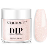 AZUREBEAUTY Dip Powder Peachy Pink Shimmer on nails for natural shine