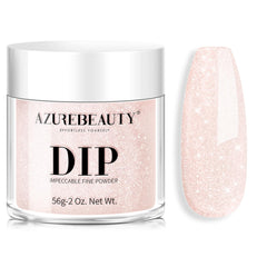 AZUREBEAUTY Dip Powder Peachy Pink Shimmer on nails for natural shine