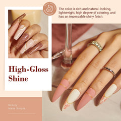 Close-up of dip powder texture and subtle glitter from AzureBeauty for sleek nails.