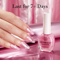 AZUREBEAUTY Glitter Pink Nail Polish swatches illustrate even, flattering coverage.