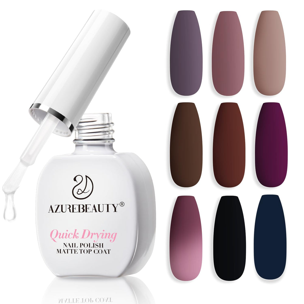 AZUREBEAUTY Matte Top Coat bottle close-up showing clear matte finish.