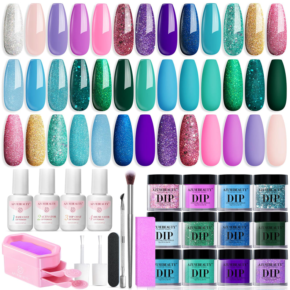 AZUREBEAUTY Mermaid Series kit with 20 colors for versatile dip nails