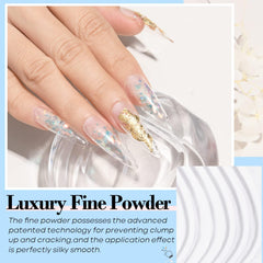 AzureBeauty micro-fine clear dip powder for natural-looking nails.