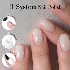 AzureBeauty Milky White nails with glossy pearl-like finish