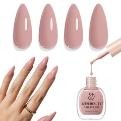 AZUREBEAUTY Nude Pink Nail Polish bottle shows fast-dry formula for home manicures