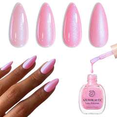 AZUREBEAUTY Pearl Pink nail polish bottle showing shimmering finish for elegant nails