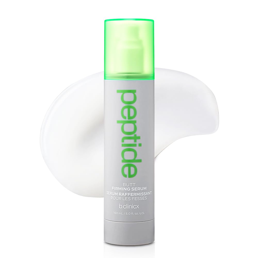 b-clinicx butt firming serum bottle with pump for easy daily use and absorption.