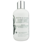 B THE PRODUCT Biotin hair conditioner bottle with hydrating look, ideal for thinning hair.