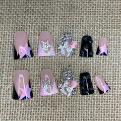 BABALAL Duck Nails 3D Zebra Tip highlights bold Y2K style.