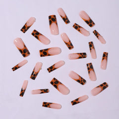 BABALAL cheetah design nails deliver comfortable fit with glossy brown finish