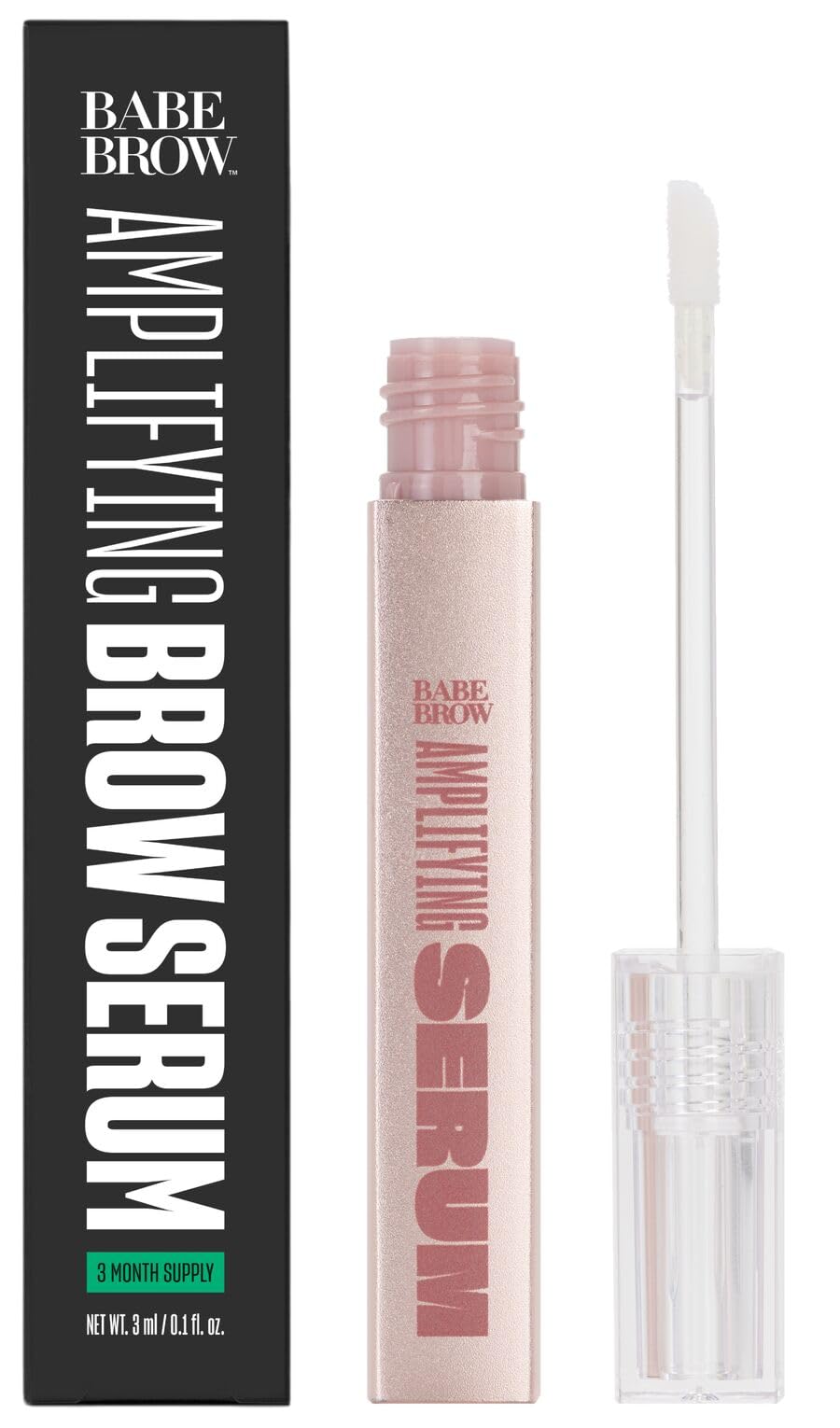 Babe Original Brow Serum application image shows even coat for fuller brows.