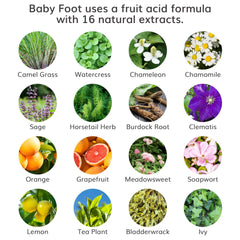 Baby Foot Original foot peel application steps image demonstrates easy three-step process.