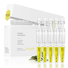 BACHERI Vitamin C Serum bottle pour for daily brightening and hydration.