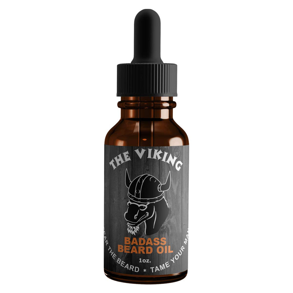 Badass Beard Care Viking beard oil bottle pour for easy application