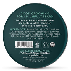 Badger beard balm in a sturdy metal tin for durable daily grooming
