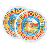 Badger Foot Balm tin front view showing organic oil blend for moisturized feet.