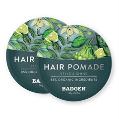 Badger Hair Pomade compact tin for on-the-go styling with nourishment.