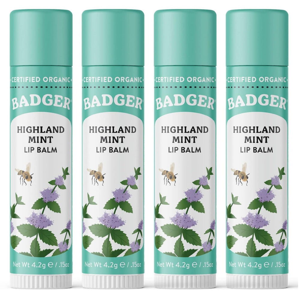 Badger Highland Mint Lip Balm twist shows silky glide for long-lasting moisture