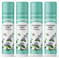 Badger Highland Mint Lip Balm twist shows silky glide for long-lasting moisture